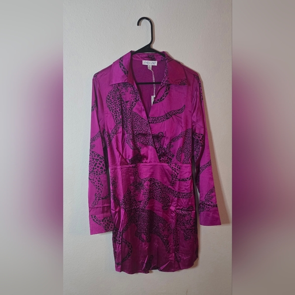 She + Sky Dresses & Skirts - She + Sky Magenta Animal Print Mini Fall Bohemian Dress NEW Size Medium